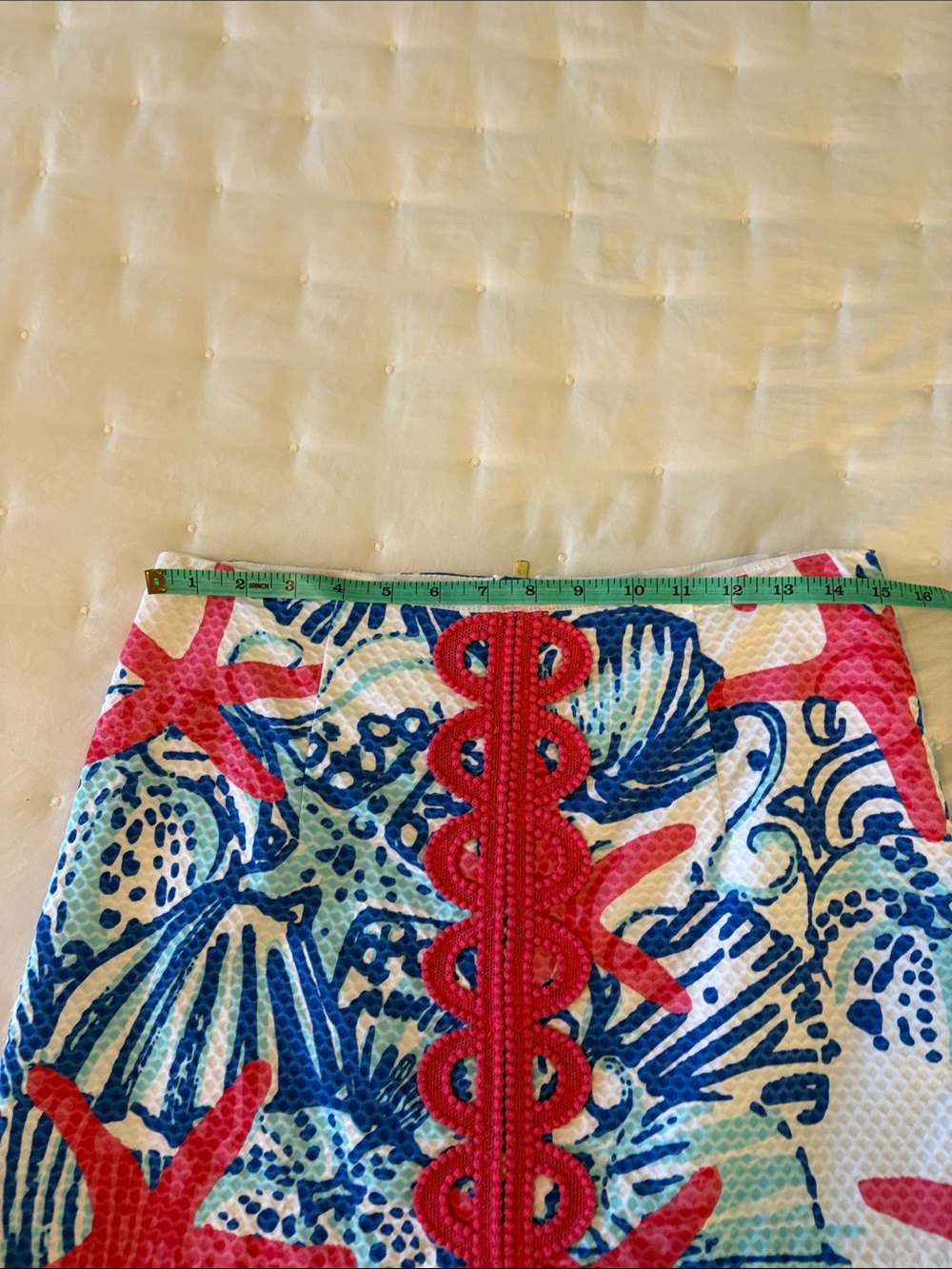 Lilly Pulitzer Coral, Blue & White Printed Mini Skirt - Picture 5 of 6